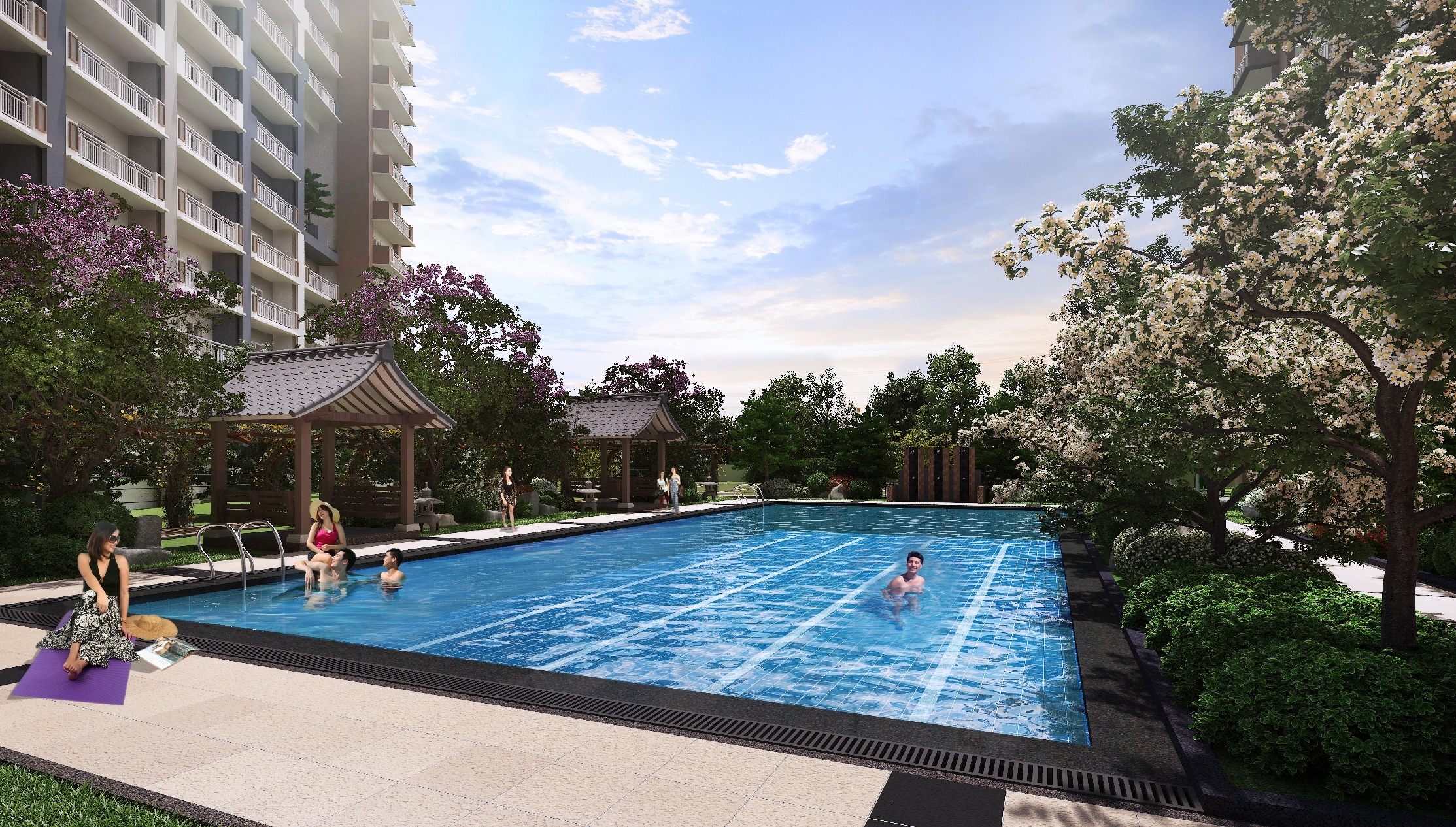 Digital render of a swimming pool area