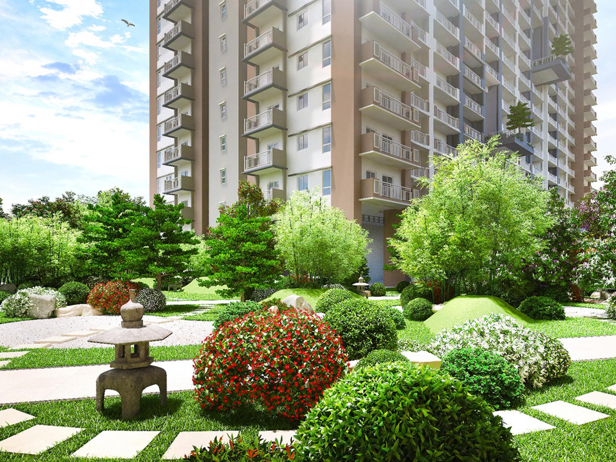 DMCI Homes aims to showcase its landscaping expertise in Kai Garden Residences by utilizing local flower-bearing shrubs and trees like the Palawan Cherry and the radiant Banaba tree to create an impression of a typical Japanese garden.